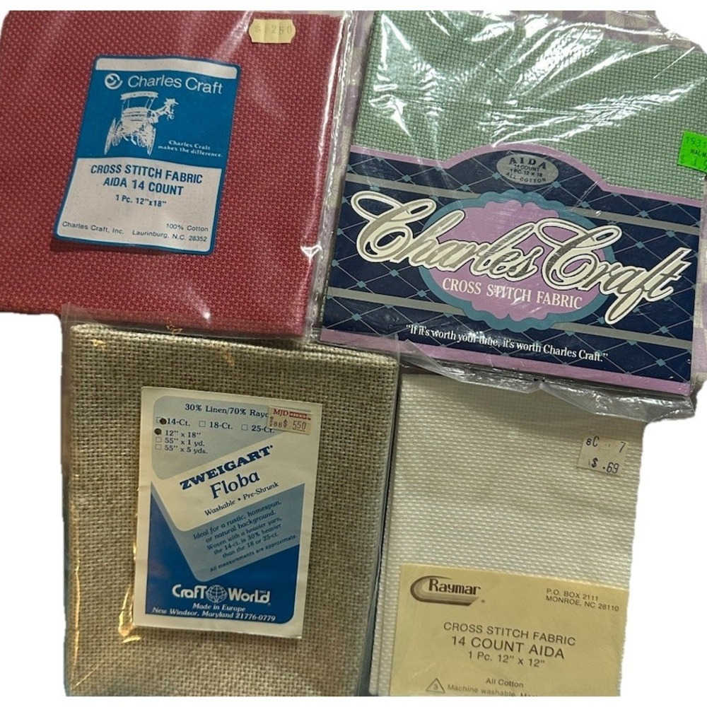 lot of cross stitch fabric Charles Craft,Raymor and Zweigart . 14count